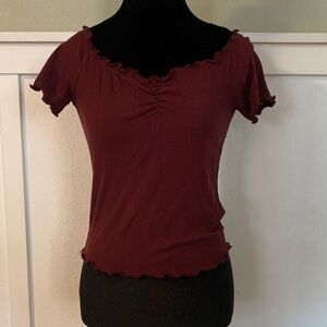 Ambiance Women’s Burgundy Short Sleeve Top sz S